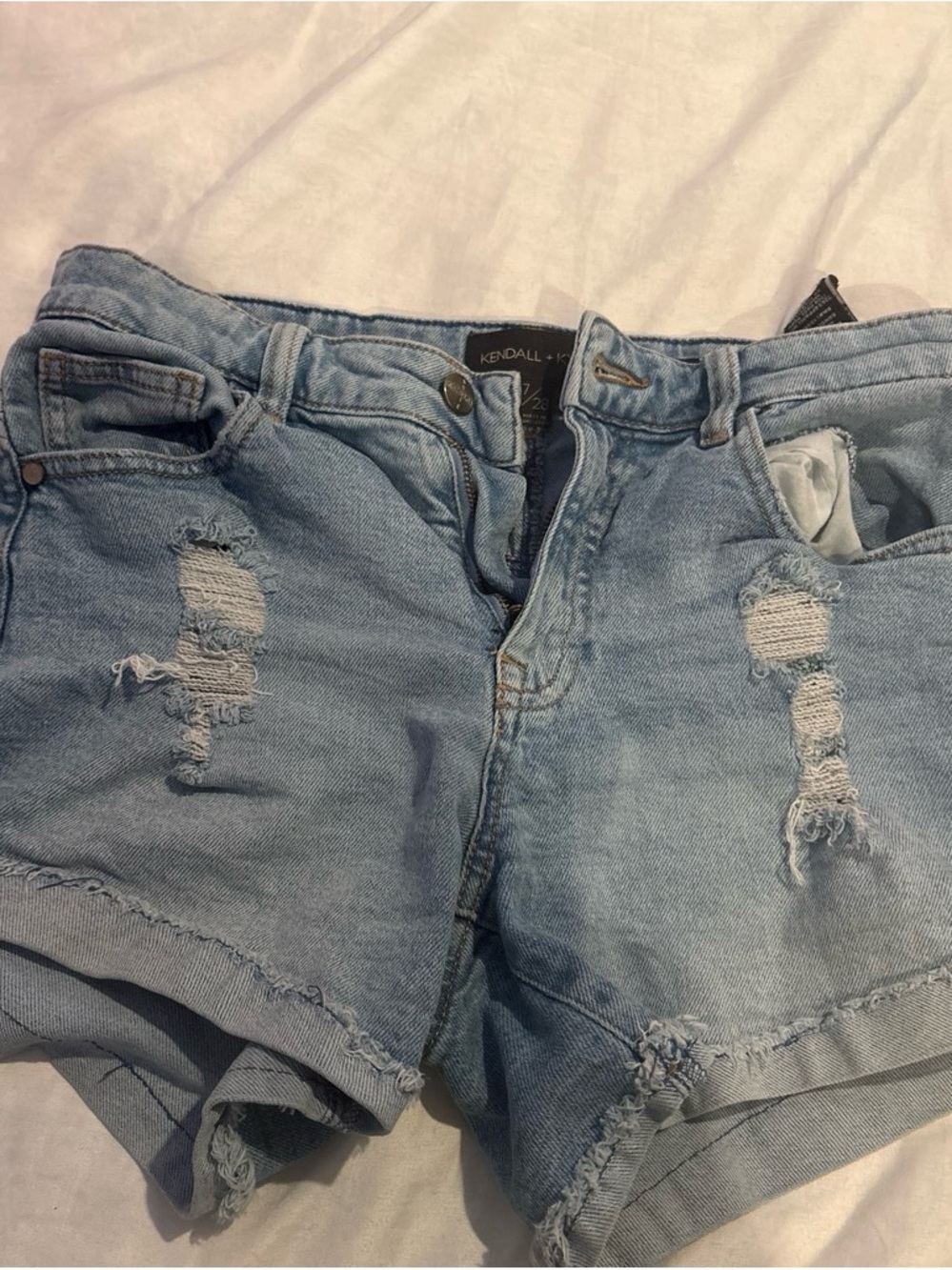 Kendall & Kylie Light Blue Distressed Denim Shorts
